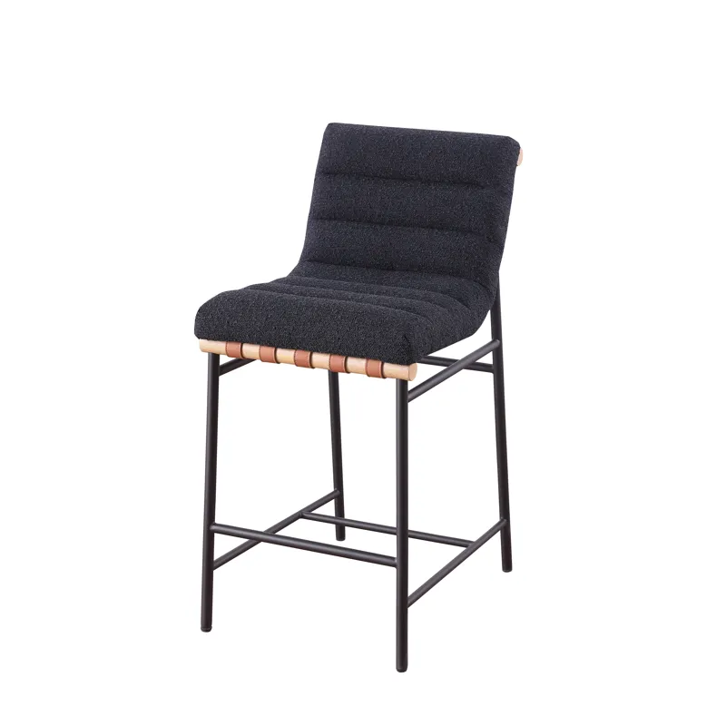 Lahni - 17.Boucle Fabric Counter Height Chair - Black
