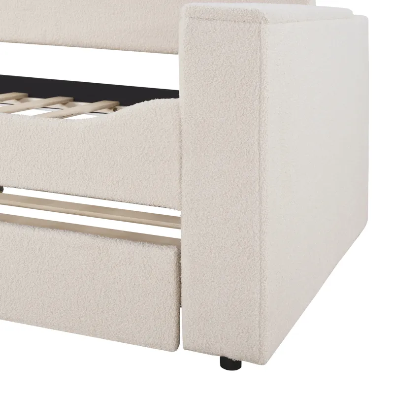 Twin Size Upholstered Daybed With Storage Armrests, Trundle And Latest Integrated Bluetooth Audio Sy