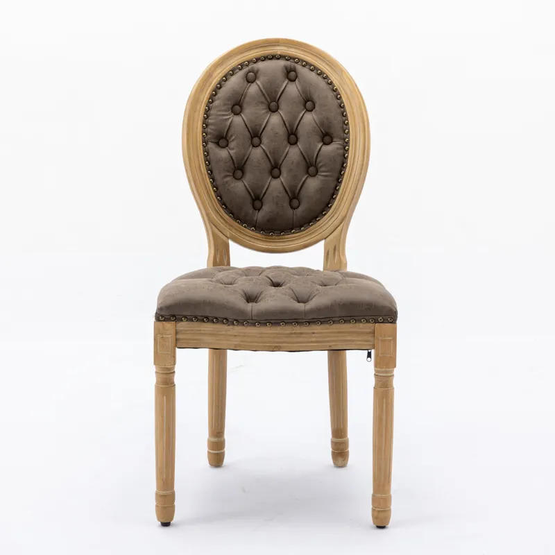 French Style Solid Wood Frame Antique Painting, Hand-Pulled Buckle Decoration PU Artificial Leather 