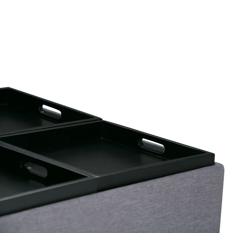 Avalon - Square Coffee Table Storage Ottoman - Slate Grey