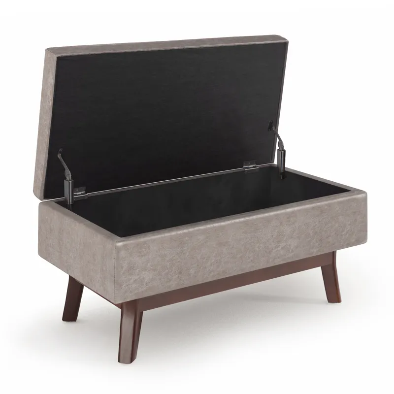 Owen - Small Rectangular Storage Ottoman - Distressed Grey Taupe