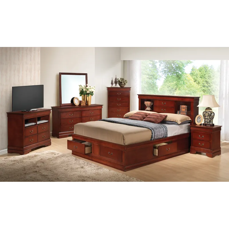 Louis Phillipe - G3100B-QSB Queen Storage Bed - Cherry