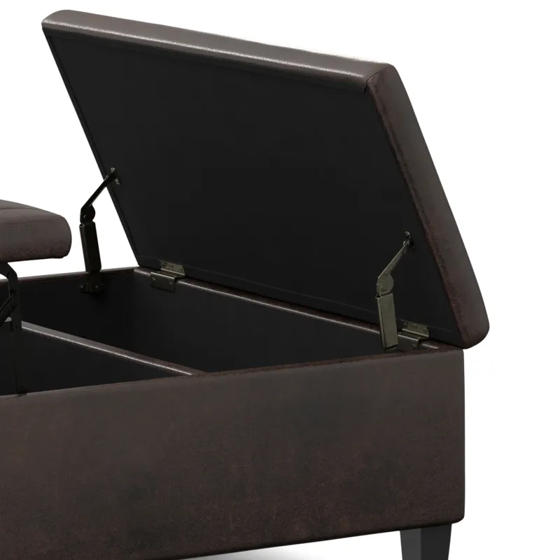 Ellis - Coffee Table Storage Ottoman - Distressed Brown