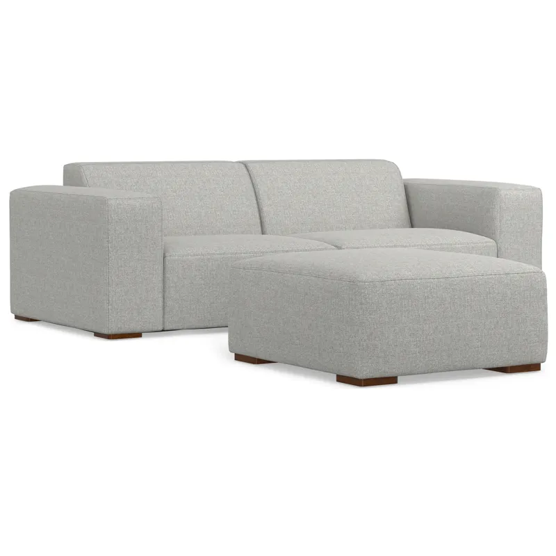 Rex - 2 Seater Sofa and Ottoman - Pale Gray