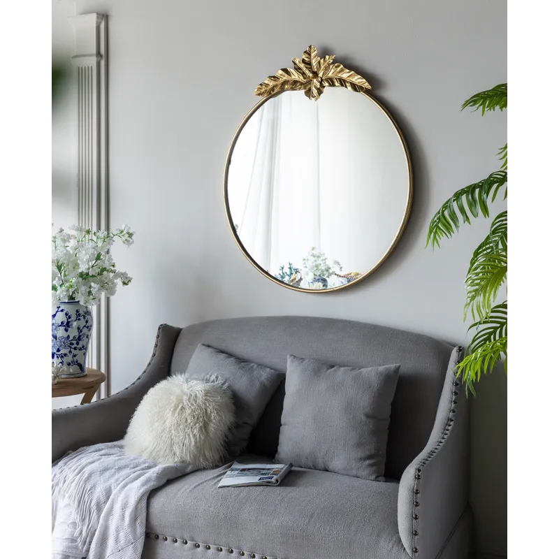 Large Round Wall Mirror With Metal Frame, Circle Accent Mirror For Living Room Bedroom Entryway - Go