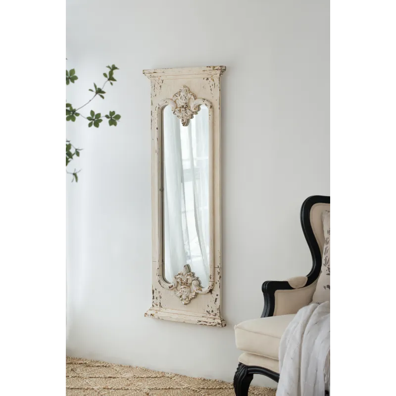 Full Length Mirror With Solid Wood Frame, Floor Mirror For Living Room Bedroom Entryway - White