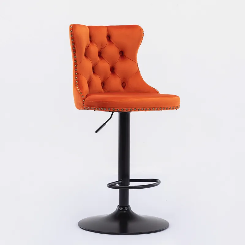 Swivel Velvet Barstools Adjusatble Seat Height, Modern Upholstered Bar Stools With Backs Comfortable