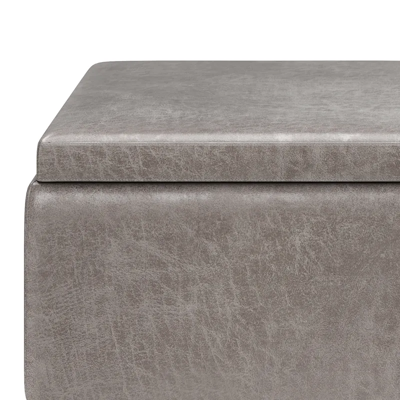 Owen - Tray Top Small Coffee Table Storage Ottoman - Distressed Grey