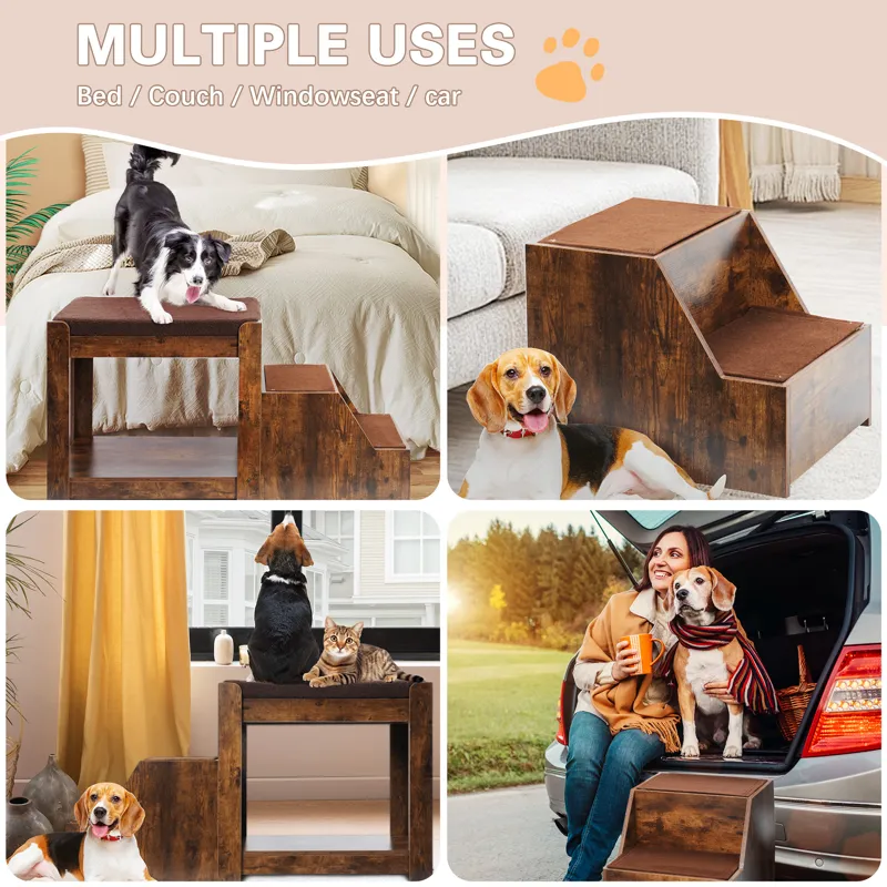Pet Bunk Bed With Removable Step For Dogs And Cats, Multi-Level Bed Window Perch Seat Platform With 