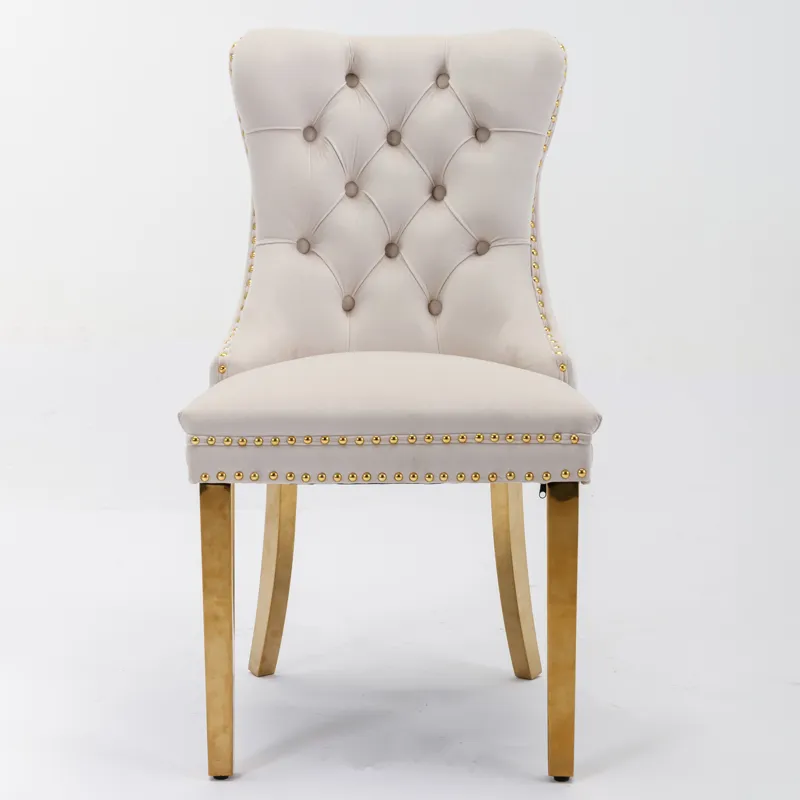 Nikki - Modern, High-End Tufted Solid Wood Contemporary Velvet Upholstered Dining Chair With Golden 