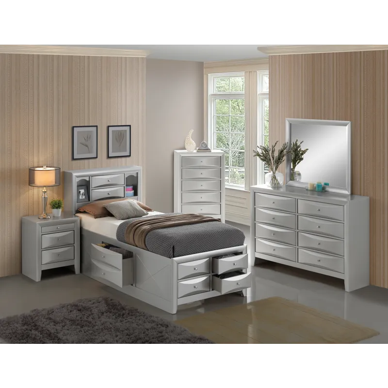Marilla - G1503G-TSB3 Twin Storage Bed - Silver Champagne