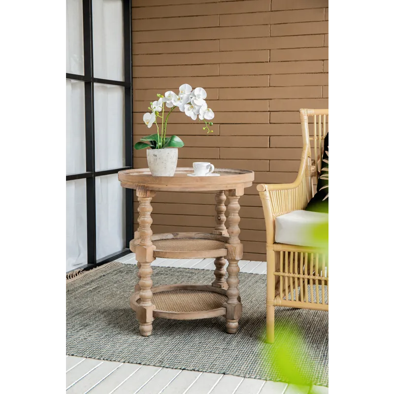 Round 3 Tiered Side Tabel, Natural End Tabel For Lving Room Bedroom Entryway - Brown