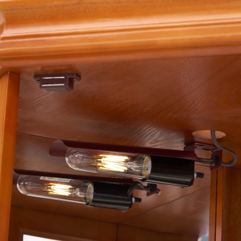 Corner Curio Cabinet With 5 Shelves And Lighting System (E26 Light Bulb Not Included) - Oak