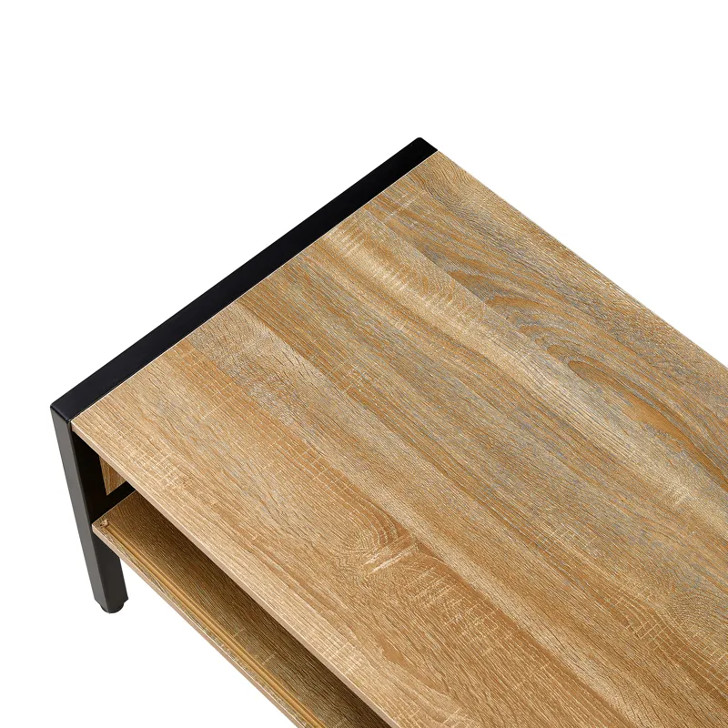 40.16\" Rattan Coffee Table, Sliding Door For Storage, Metal Legs, Modern Table For Living Room - Na