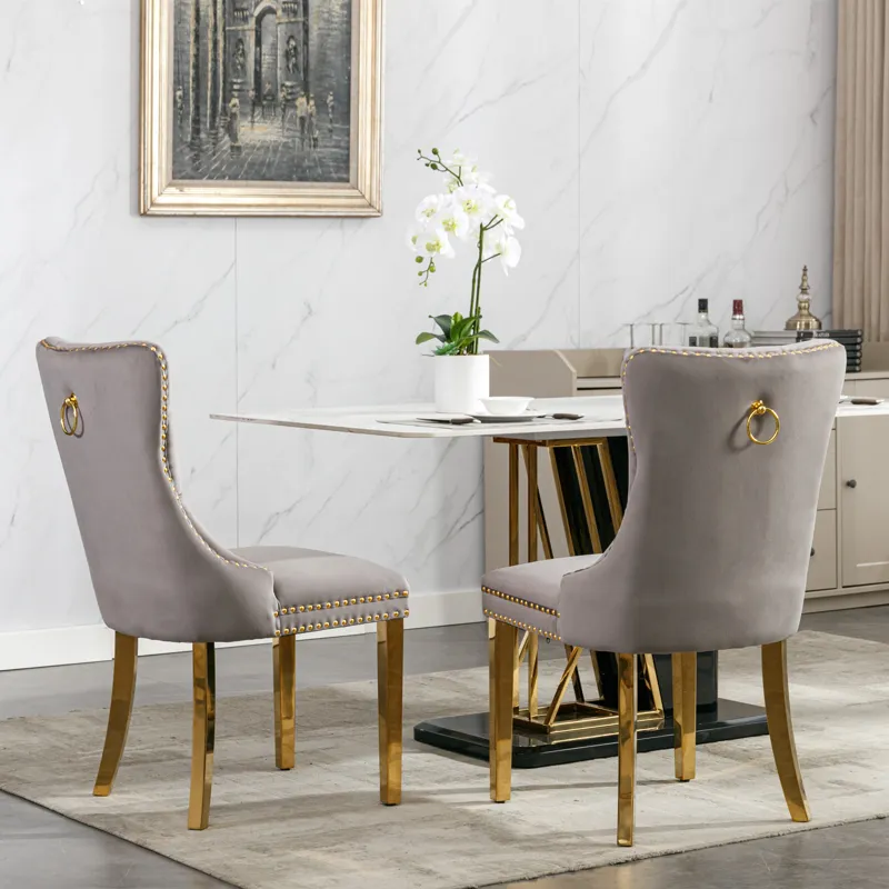 Nikki - Modern, High-End Tufted Solid Wood Contemporary Velvet Upholstered Dining Chair With Golden 