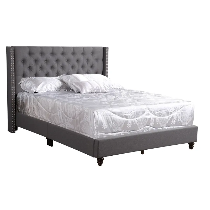 Julie - G1904-Qb-Up Queen Upholstered Bed - Gray