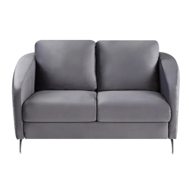 Sofia - Velvet Fabric Sofa, Loveseat Living Room (Set of 2) - Gray