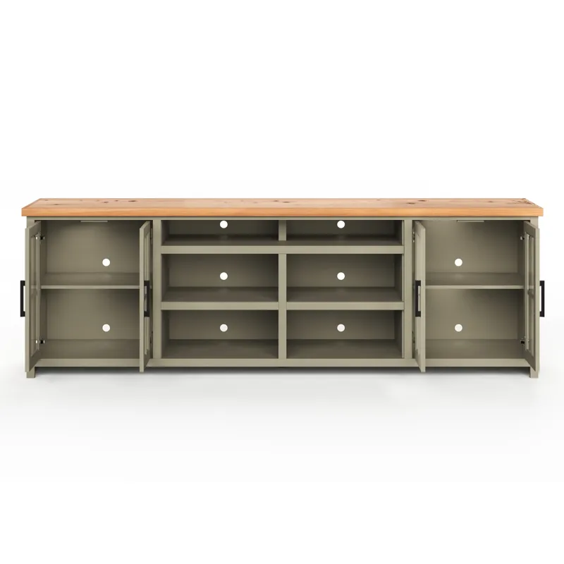 Vineyard - 96\" TV Stand - Sage Green / Fruitwood