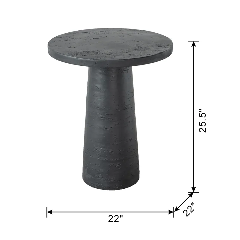 Round Side Table With Pedestal Base - Black - Black