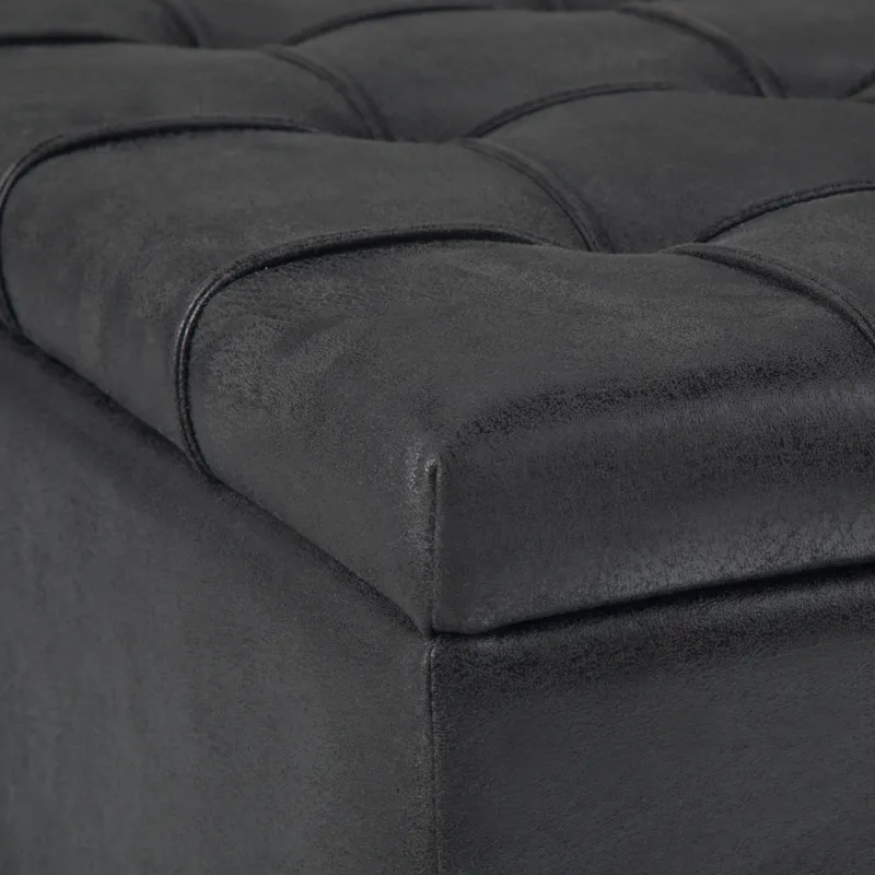 Harrison - Coffee Table Storage Ottoman - Distressed Black