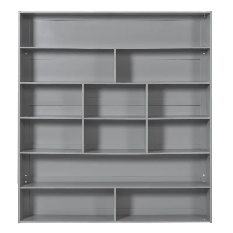 Full Over Full Bunk Bed With 2 Drawers And Multi - Layer Cabinet - Gray