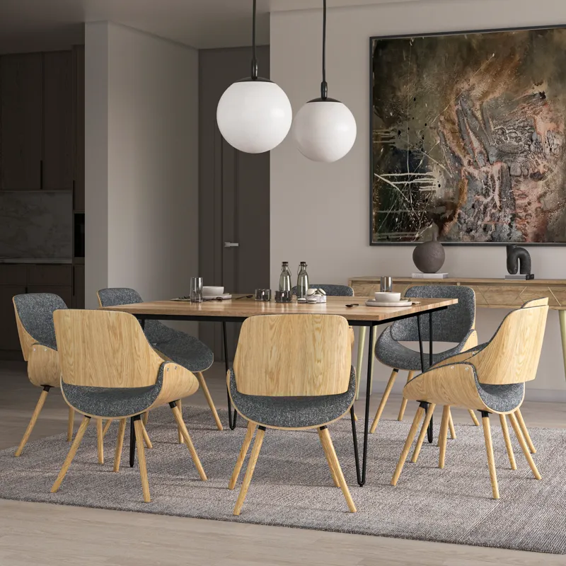 Malden - Bentwood Dining Chair with Wood Back - Grey / Light Brown