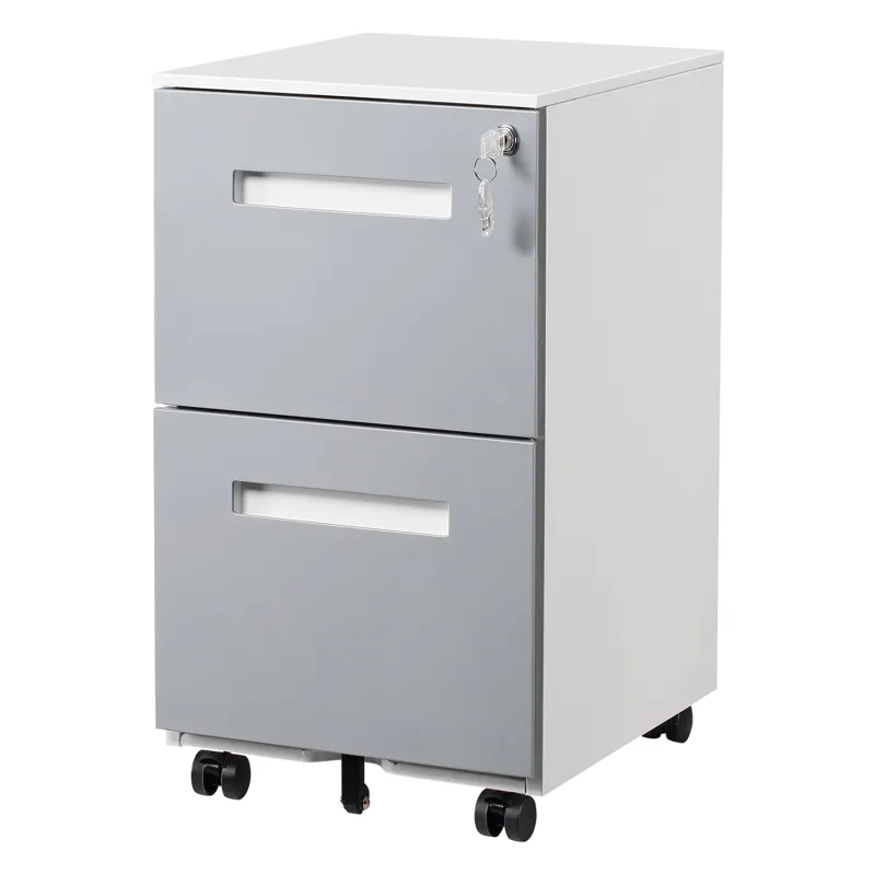 3 Drawer Mobile Locking File Cabinet, Rolling Filing Cabinet For Letter / A4 Size With 5 Wheels - Gr
