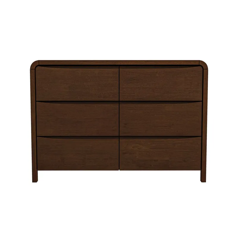 Lionel - Mid-Century Modern Solid Wood 6 Drawer Dresser - Brown
