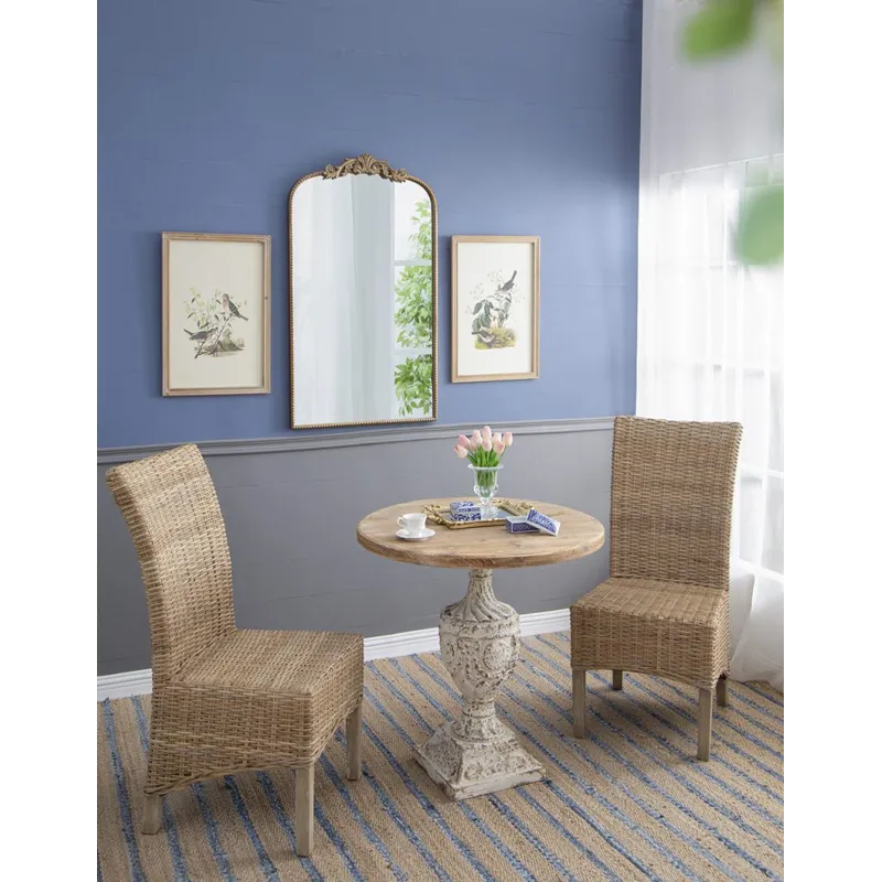 Antique Round Wood Table - Antique White / Gray