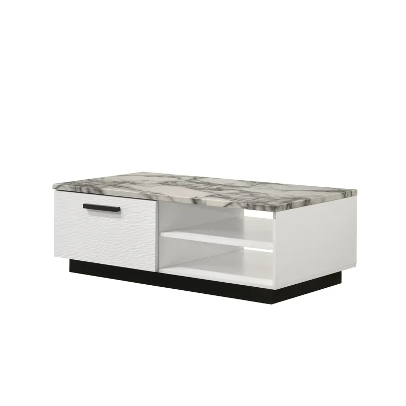 Matilda - Coffee Table With White Faux Marble Top - White