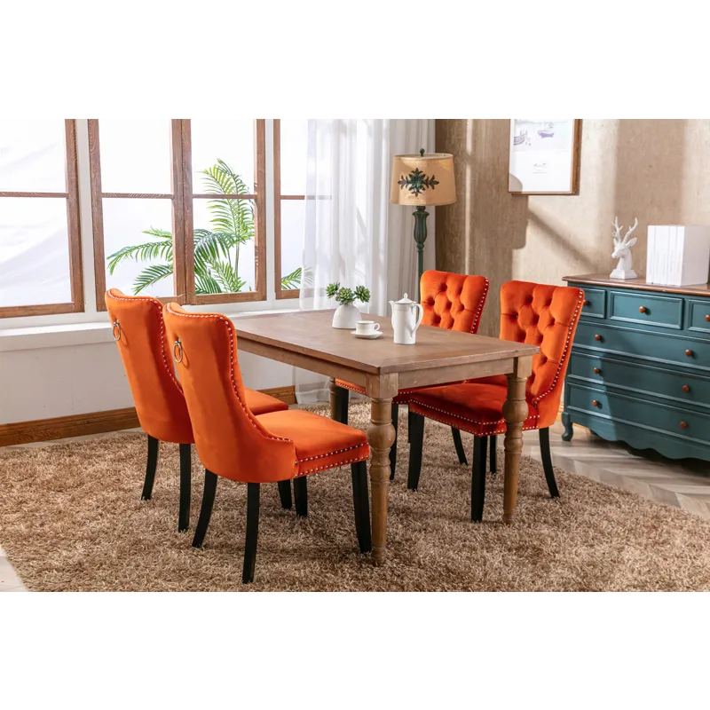 Nikki - Modern, High-End Tufted Solid Wood Contemporary Velvet Upholstered Dining Chair With Wood Le
