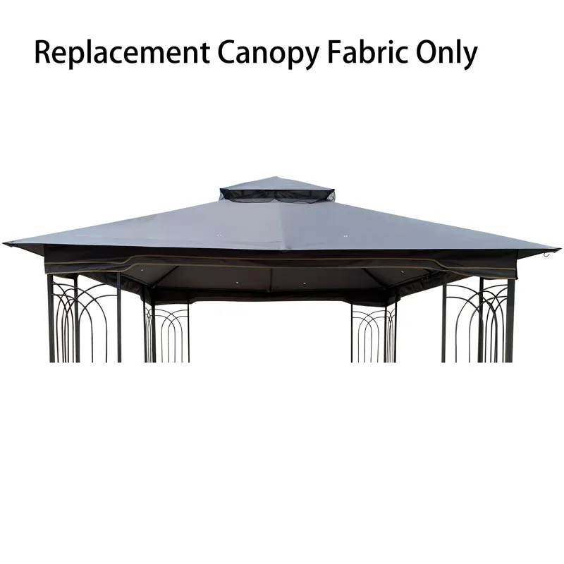 Patio Double Roof Gazebo Replacement Canopy Top Fabric - Gray