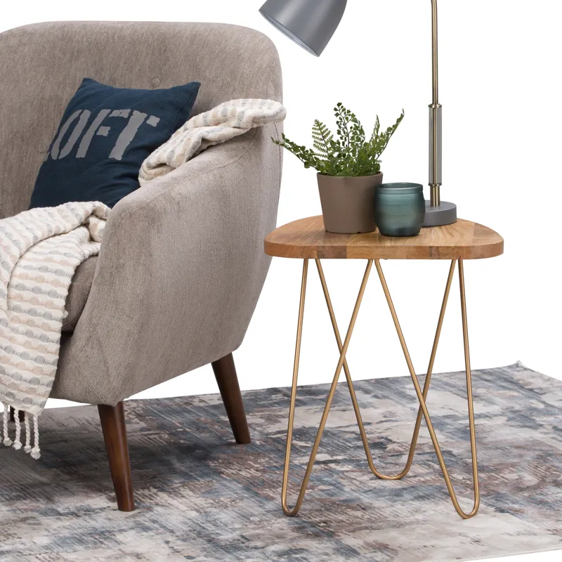 Patrice - Metal and Wood Accent Table - Natural / Gold