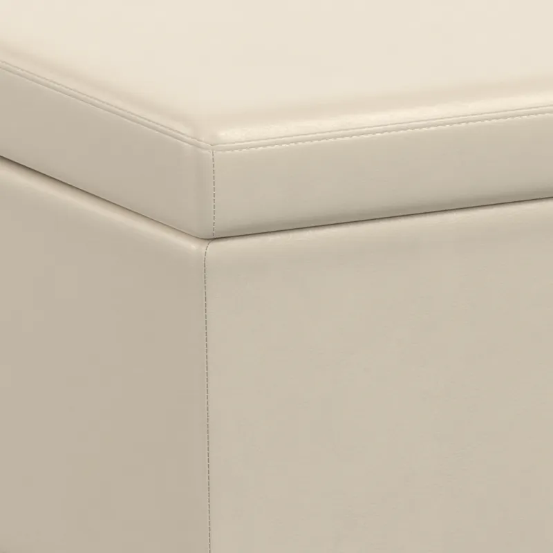 Avalon - Extra Large Storage Ottoman Bench - Satin Cream