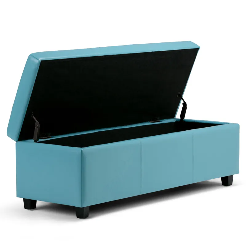 Avalon - Storage Ottoman Bench - Soft Blue