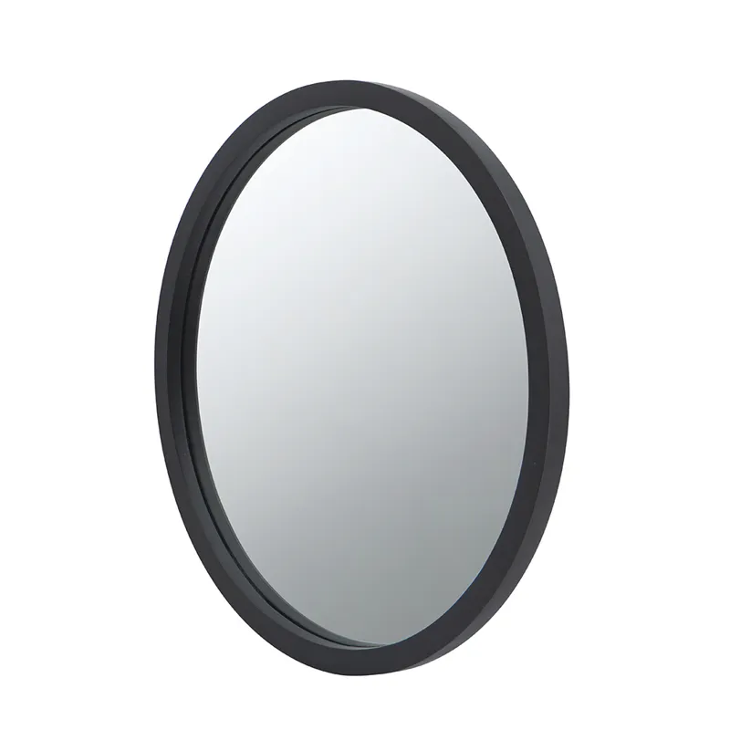 Circle Wall Mirror With Wooden Frame, Wall Mirror For Living Room - Black