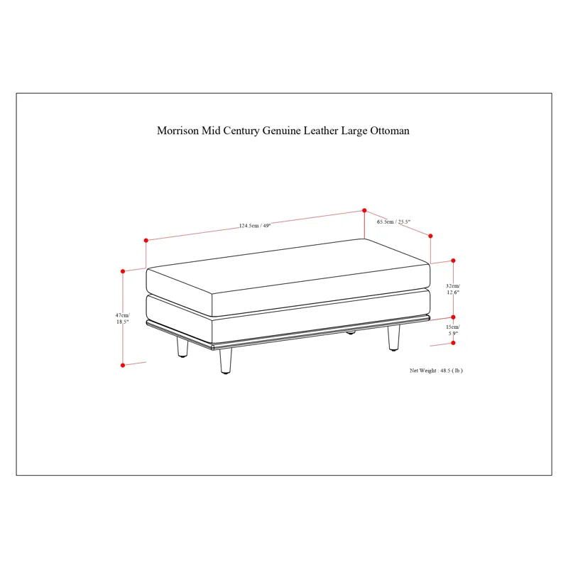 Morrison - Large Rectangular Ottoman - Caramel Brown