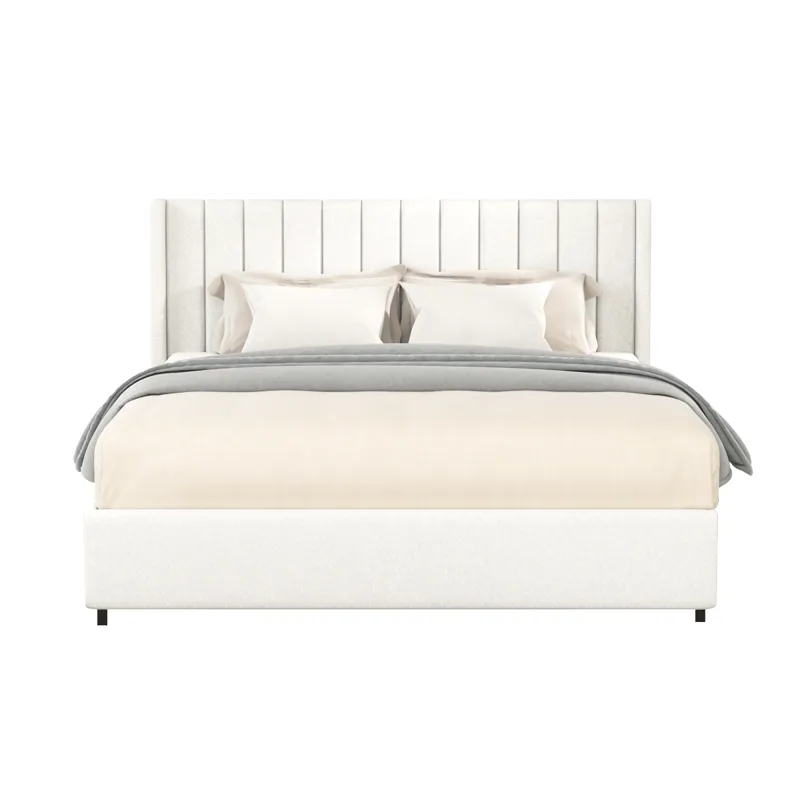 Anda - Queen Patented 2-Drawers Upholstered Storage Bed - Ivory Boucle