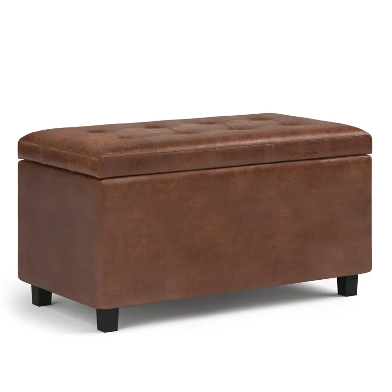 Cosmopolitan - Storage Ottoman - Distressed Saddle Brown