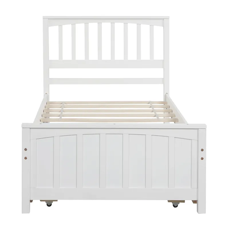 Twin Size Platform Bed & Trundle - White