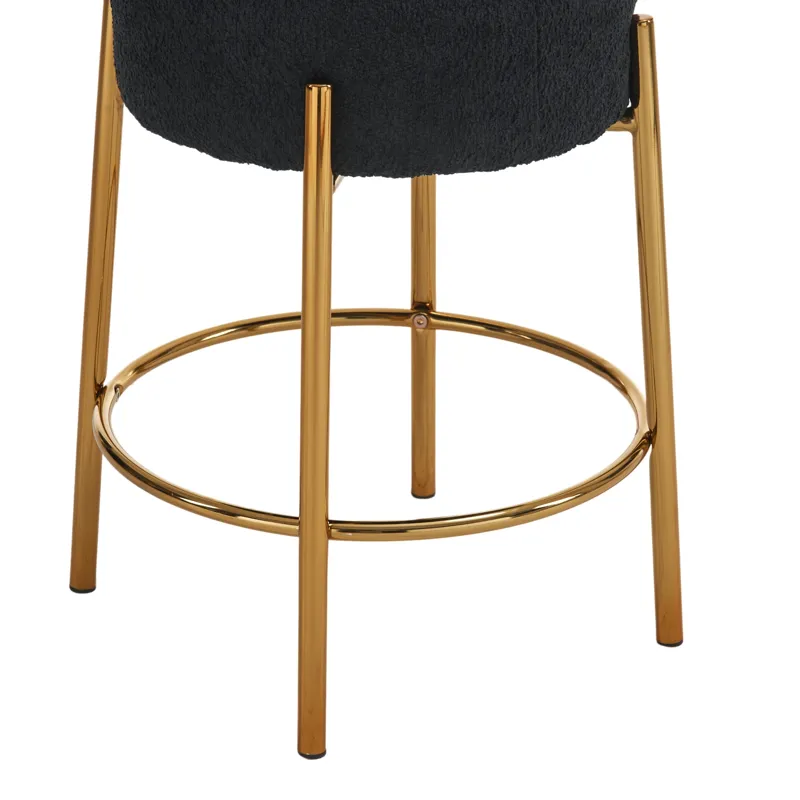 Round Bar Stools (Set of 2), Contemporary Upholstered Dining Stools For Kitchens, Coffee Shops And B