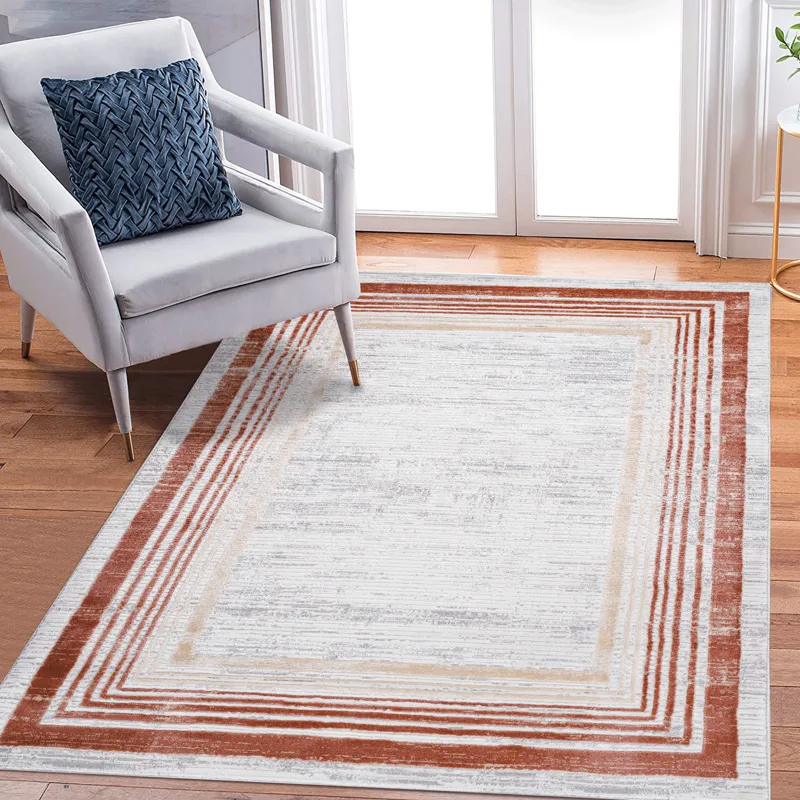 8\' x 10\' Bordered Non-Shedding Living Room Bedroom Dining Home Office Stylish And Stain Resistant 