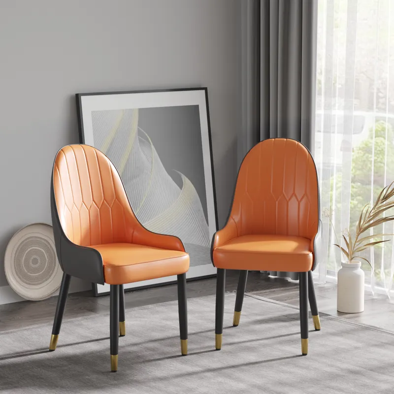 Modern PU Sponge-Filled Dining Chair, Solid Wood Metal Legs, Suitable For Restaurants, Living Rooms 