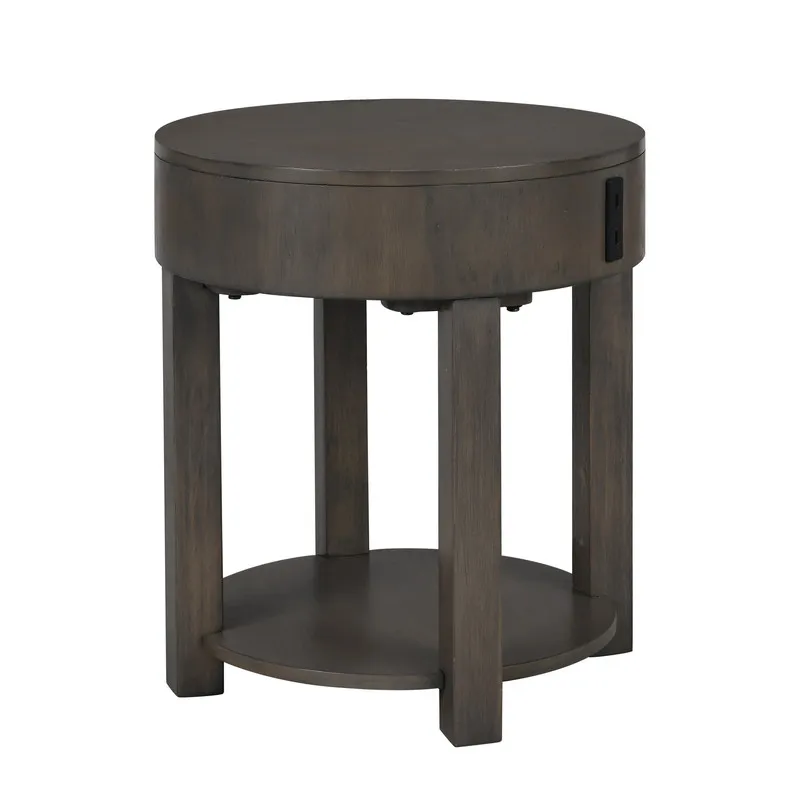 Jonah - 20\" MDF End Table With USB Ports - Light Brown