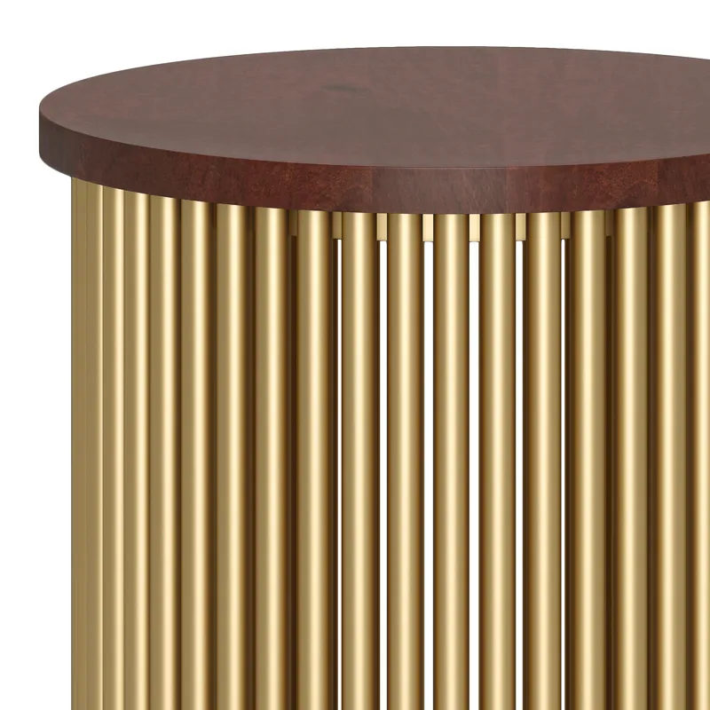 Demy - Metal and Wood Accent Table - Cognac / Gold