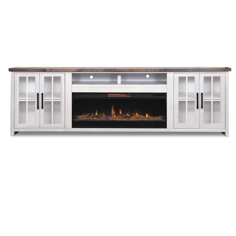 Hampton - 97\" Fireplace TV Stand - Jasmine Whitewash / Barnwood
