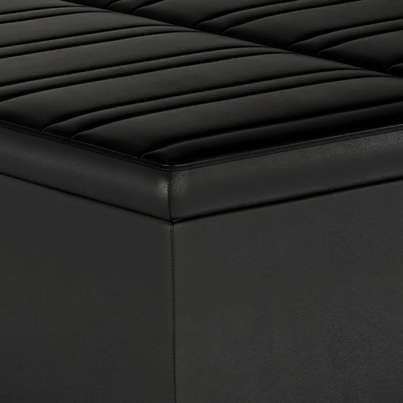 Ellis - Coffee Table Storage Ottoman - Distressed Black