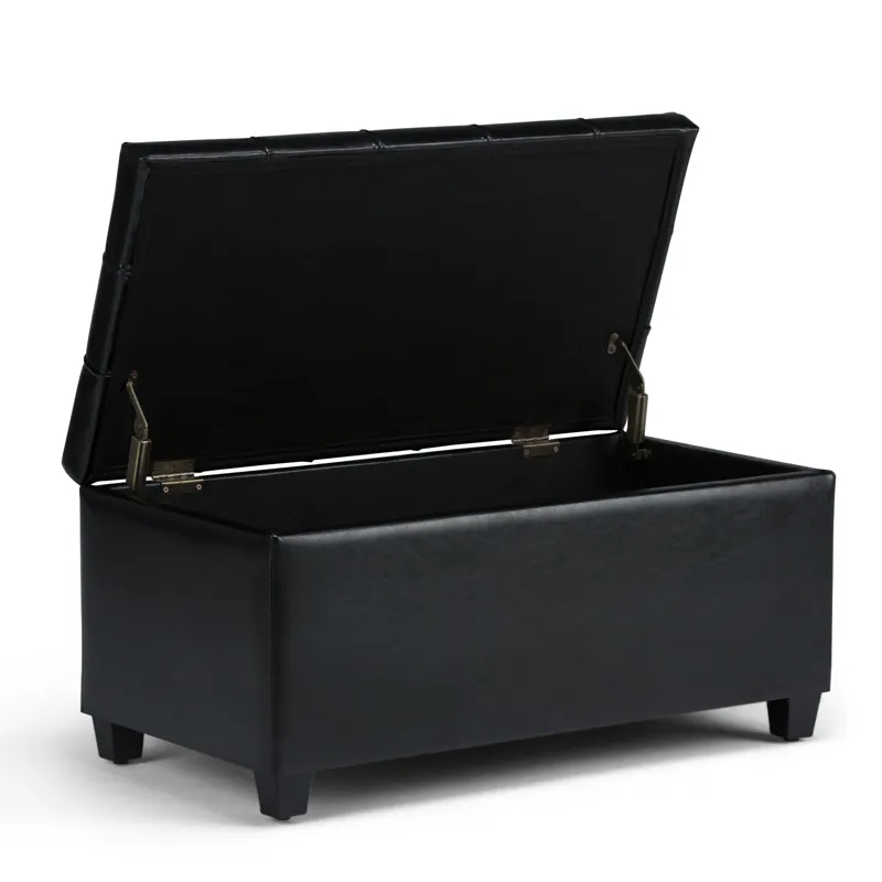 Sienna - Storage Ottoman Bench - Midnight Black
