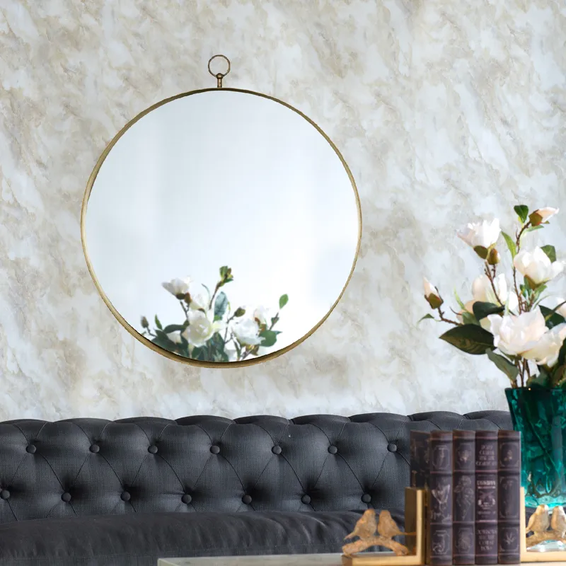 Round Mirror, Circle Mirror With Iron Frame For Living Room Bedroom Vanity, Entryway Hallway - Gold