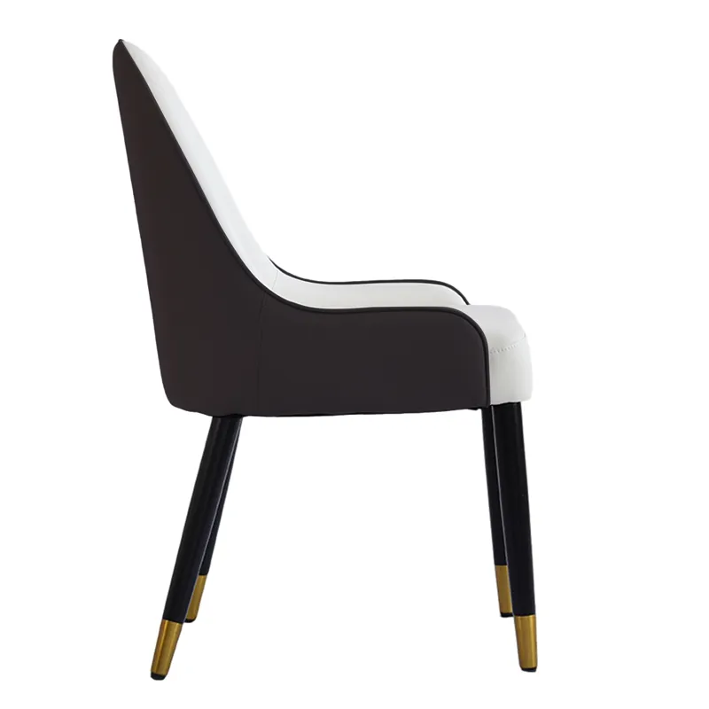 Modern PU Sponge-Filled Dining Chair, Solid Wood Metal Legs, Suitable For Restaurants, Living Rooms 